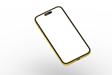 High-quality image of a gold smartphone with a blank screen, perfect for app presentations or website designs.