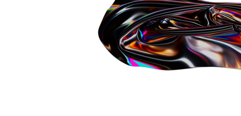 This image features an abstract representation of fluid, metallic material with vivid and dynamic color reflections, perfect for creative projec