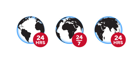 24/7 support icon set. Customer service and support icons