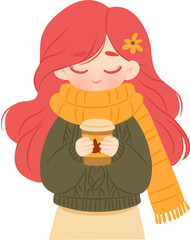 girl with a glass of pumpkin spice latte