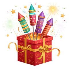 bright and colorful diwali festival fire crackers box