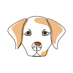 Cute labrador face on a white background. Line drawing. Vector