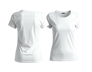 Front and back view of a blank white women's t-shirt (2)
