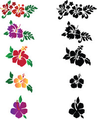 Vector floral design set with flowers, leaves, and a butterfly for spring and summer seamless patterns, illustrations, and decorative frames