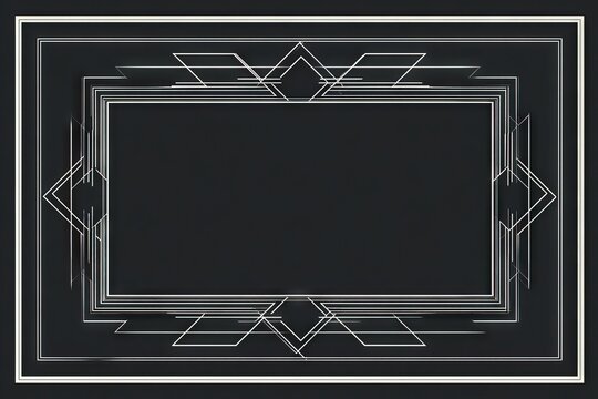 Classic Black and White Art Deco Rectangular Border Frame - Space for Text