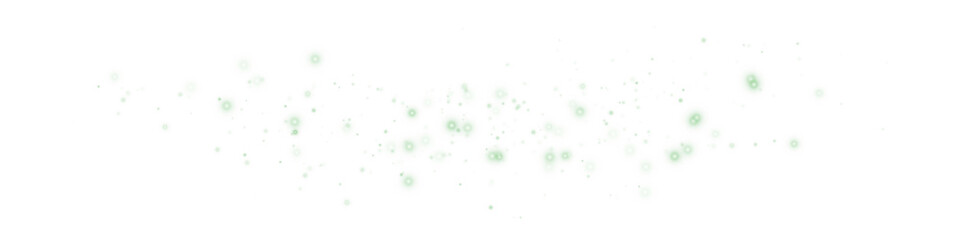 Magical Green Light Dust Particles Effect on Transparent Background