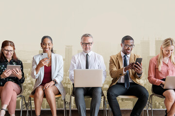 Obraz premium business people using digital devices