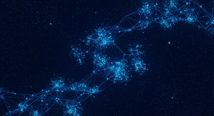 Cosmic Neural Network - Glowing Data Nodes AI-Generated for Tech Presentations, AI Concepts