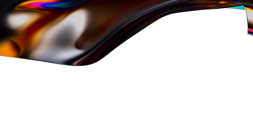 Stunning abstract image of a flowing, reflective surface with vibrant colors and iridescent...