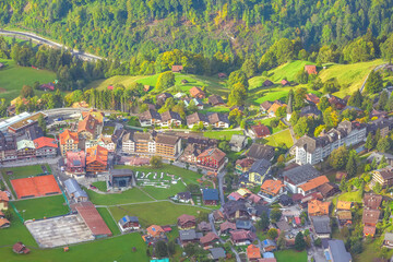 Wengen, Switzerland town aerial autumn view