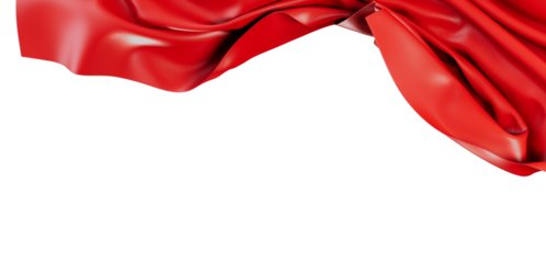 Elegant red fabric with silky texture flowing gently. Perfect for backgrounds, textiles, or conceptual designs. Isolated on white.