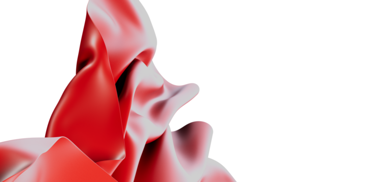 Dynamic abstract art of red fabric flowing, perfect for backgrounds, textures, and design elements. Modern, clean composition with space for tex