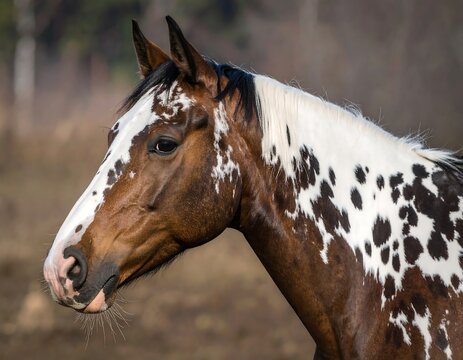 Close-up of a pinto horse