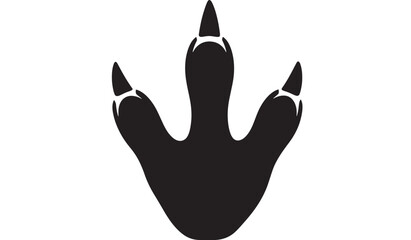 Fototapeta premium Dinosaur footprint vector illustration simple black silhouette of a three-toed claw isolated on white background