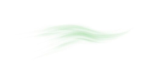 Green Air Flow Wave with Swirl and Motion Blur on Transparent Background