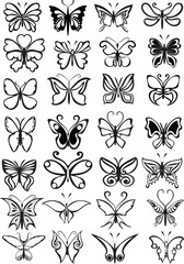 Seamless pattern with black and white butterflies and floral vintage ornament vector illustration