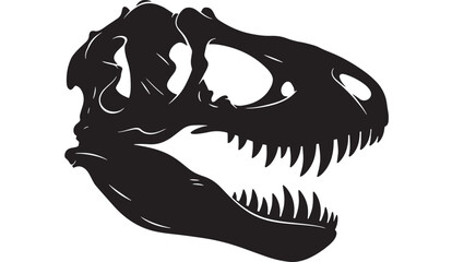 Tyrannosaurus Rex skull silhouette prehistoric fossil illustration isolated on white background