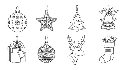 set of hand drawn christmas elements