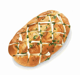 Buttery Aroma Garlic Bread Delight isolated watercolor vector illustration svg
