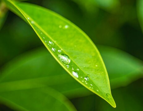 Close-up of a vibrant green leaf with water droplets (2)