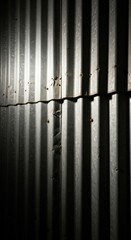 Obraz premium Textured metallic corrugated sheet with harsh shadows and abstract effects