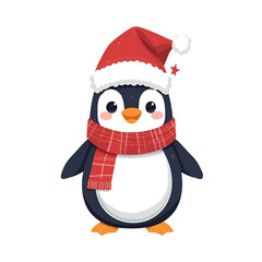 Naklejka premium penguin with santa hat