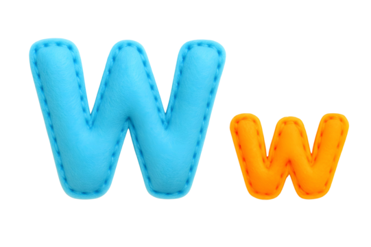 Transparent  Plush 3D Letter W Alphabet (Uppercase and Lowercase)