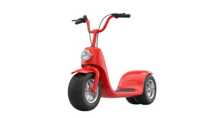 Isolated 3D rendering of a red scooter, modern vehicle, transport concept for cities & tourists