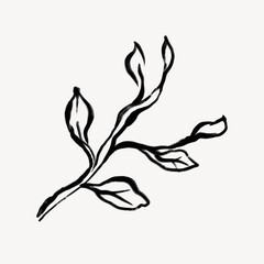 Leaf line art, Chinese brush design