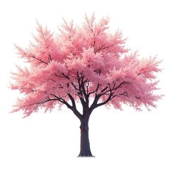 Obraz premium (AI) Pink cherry blossom tree in full bloom on transparent background