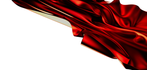 Luxury red silk fabric flowing elegantly. Perfect for designs needing a rich, luxurious feel.