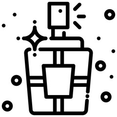 Perfume bottle illustration with sparkles around it.