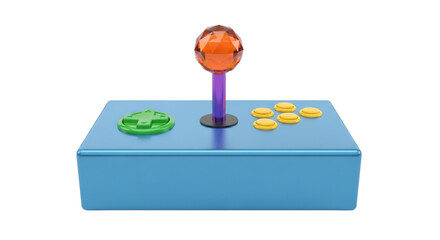 Isolated arcade game controller with joystick and buttons for entertainment gaming playing © Anneliese
