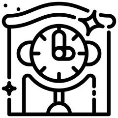 Cuckoo clock icon clock on a stand with a banner above it a whimsical timekeeping illustration.