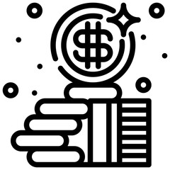 Money coin icon stack of golden coins icon style displaying a prominent dollar sign symbol.