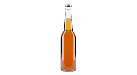 Isolated refreshing cold alcoholic drink in glass bottle with metal cap for parties