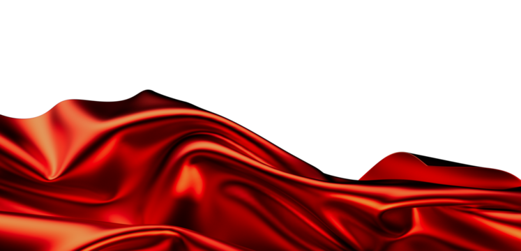 Luxury red silk fabric, elegant drape, smooth texture, rich color, flowing waves, background image.