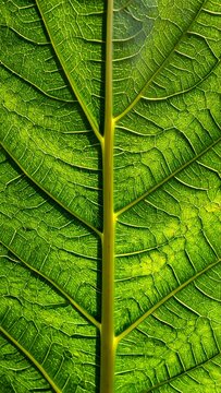 Close-up of a vibrant green leaf's intricate veins