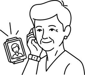 Senior Video Calls with Remote Caregiver, Virtual Elderly Support, Online Telehealth Assistance, Digital Health Monitoring for Seniors