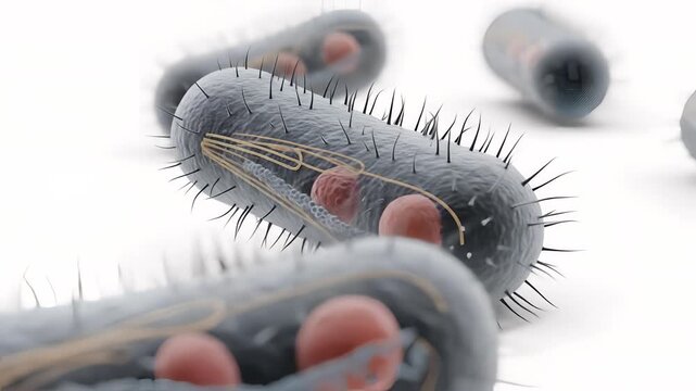 3D Microbiology Visualization of Bacteria with Cellular Structures and