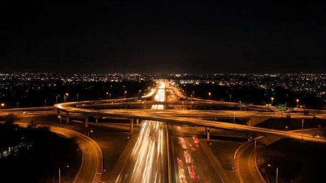 Aerial View of Ciudad Juarez Highway at Sunset With Cars Speeding on the Road in Chihuahua, Mexico