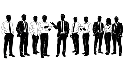 Male and Female Business People Silhouettes – Man and Woman Business Concept Vector Icons AI EPS PNG JPEG