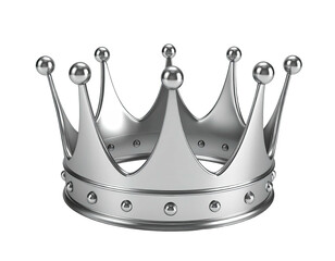 A shiny silver coronation crown with rounded peaks and a black background