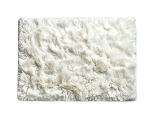 Rectangular white fluffy rug