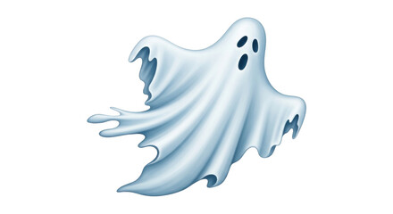 Isolated cartoon Halloween ghost hovering with flowing sheet over mysterious dark eyes
