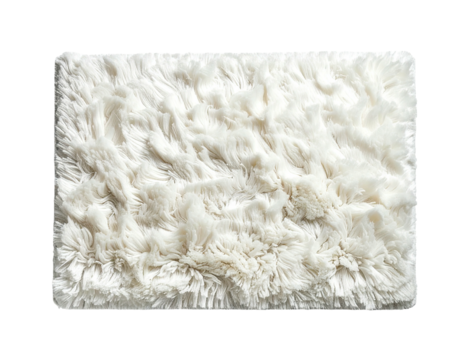 Rectangular white fluffy rug