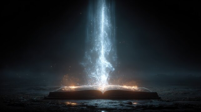 A bright beam of light emanating from an open book - Powered by Adobe