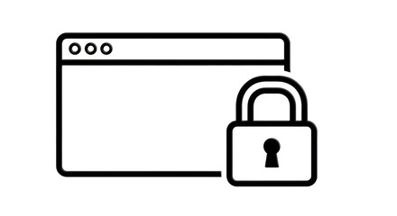 Isolated secure browser showing padlock symbol for website privacy or internet security icon