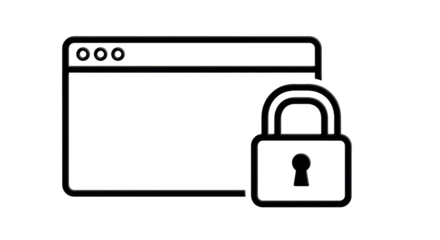 Isolated secure browser showing padlock symbol for website privacy or internet security icon