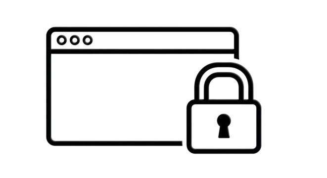 Isolated secure browser showing padlock symbol for website privacy or internet security icon